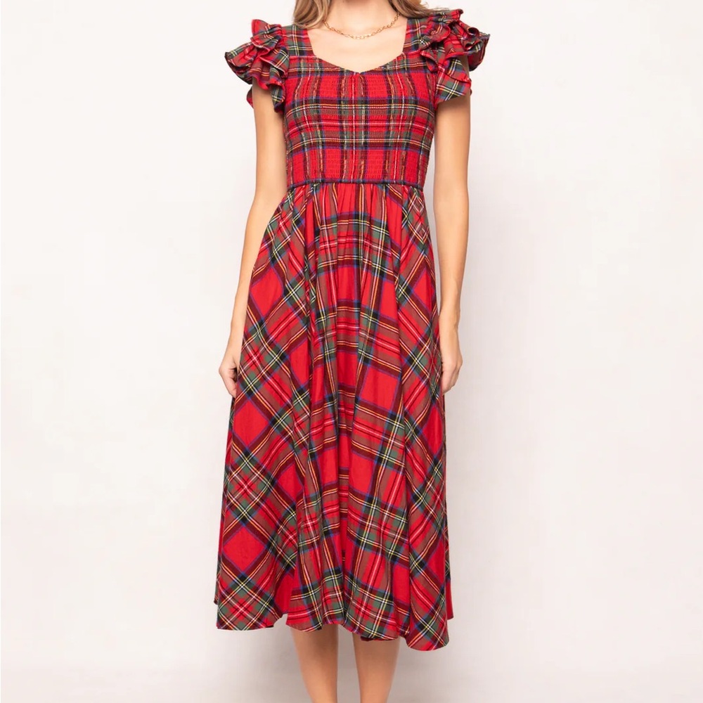 Ivy City Red Plaid Ruffle Sleeve Dress - Picture 4 of 6